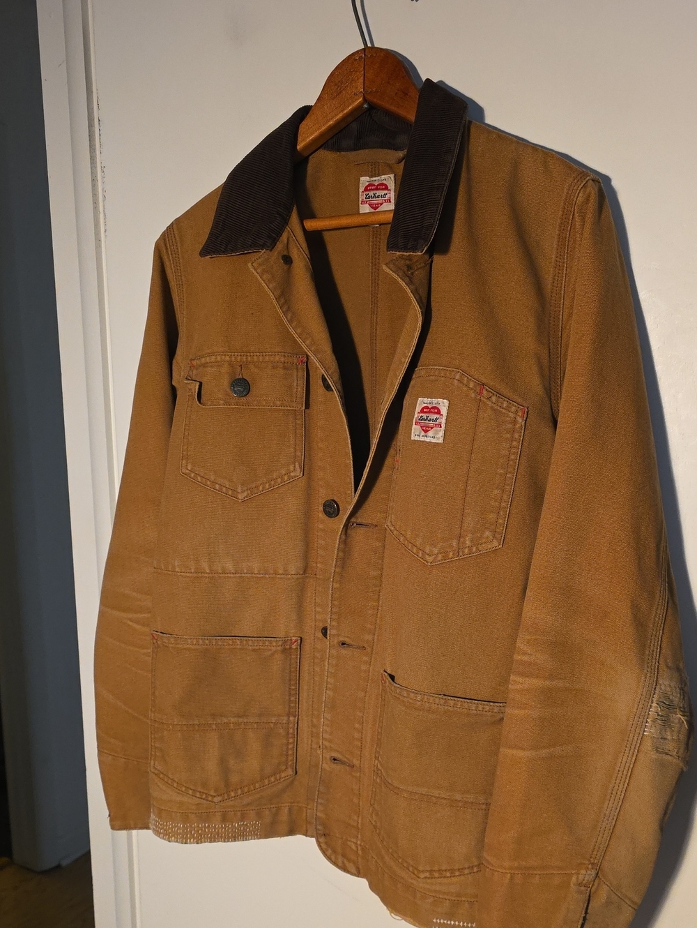 Carhartt Small 1950's Workwear Jacket with Corduroy Collar Heart Logo Fantastic!